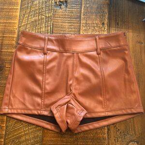 Brown Leather Shorts